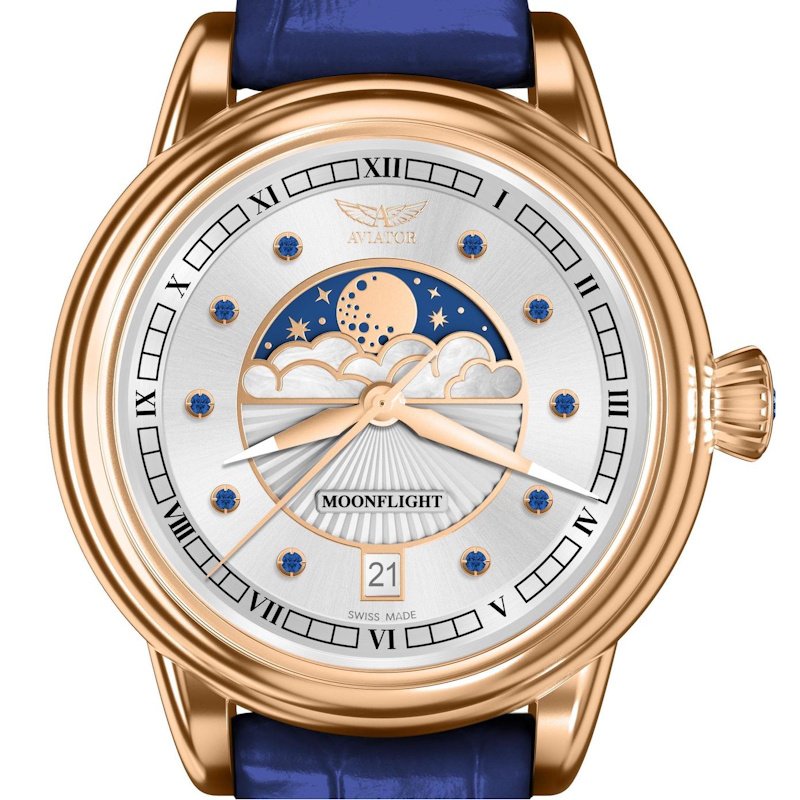 Women’s watch AVIATOR Douglas Moonflight Gemstone Edition Blue Sapphire V.1.33.2.416.4