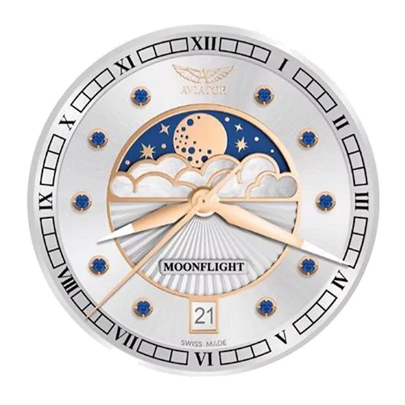 Women’s watch copy of AVIATOR Douglas Moonflight Gemstone Edition Blue Sapphire V.1.33.2.416.5