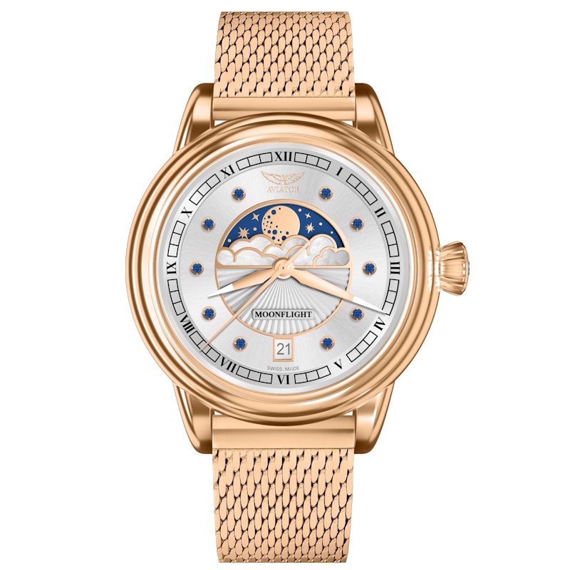 Women’s watch copy of AVIATOR Douglas Moonflight Gemstone Edition Blue Sapphire V.1.33.2.416.5