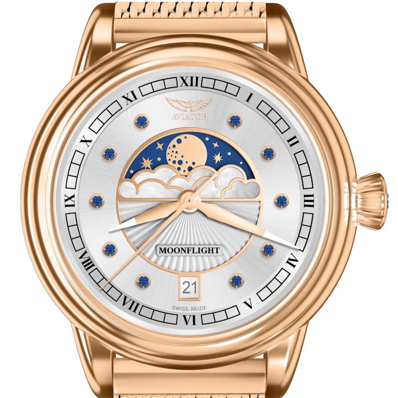 Women’s watch copy of AVIATOR Douglas Moonflight Gemstone Edition Blue Sapphire V.1.33.2.416.5